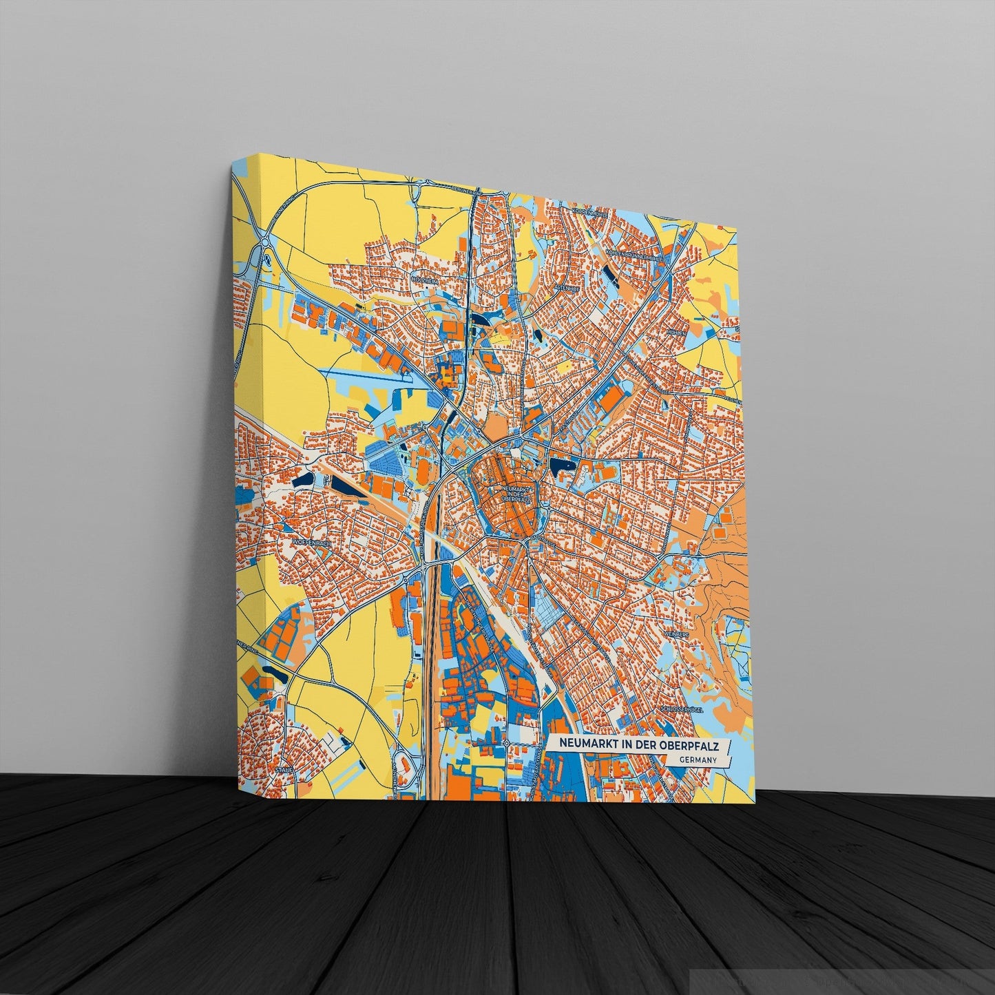Neumarkt In Der Oberpfalz Germany Colorful City Map Canvas Print
