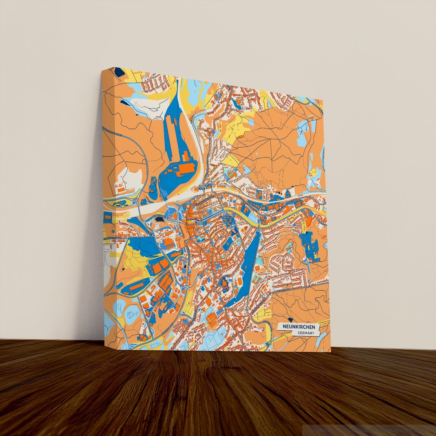 Neunkirchen Germany Colorful City Map Canvas Print