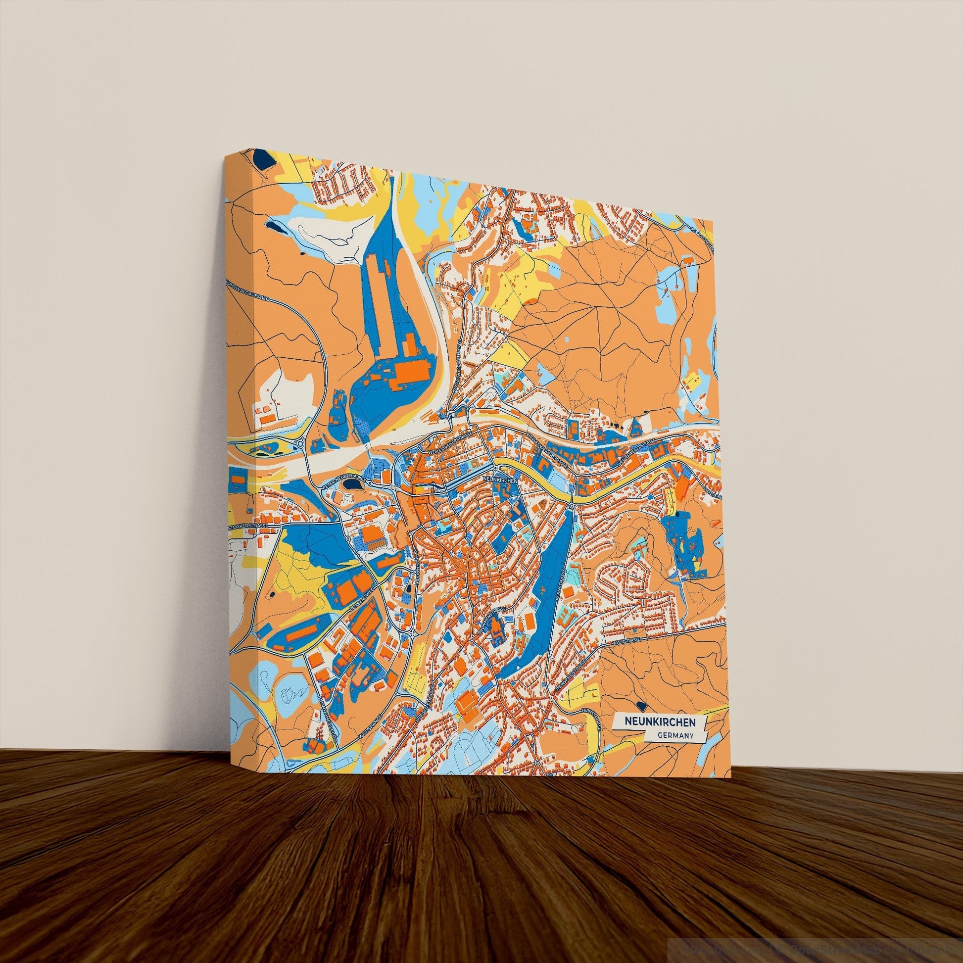 Neunkirchen Germany Colorful City Map Canvas Print