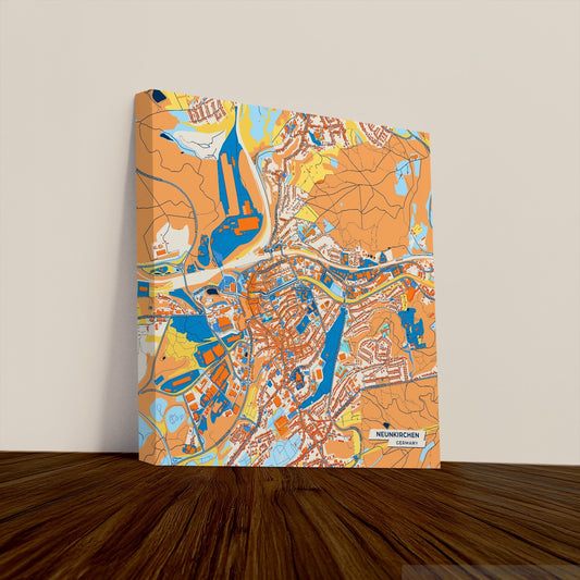 Neunkirchen Germany Colorful City Map Canvas Print