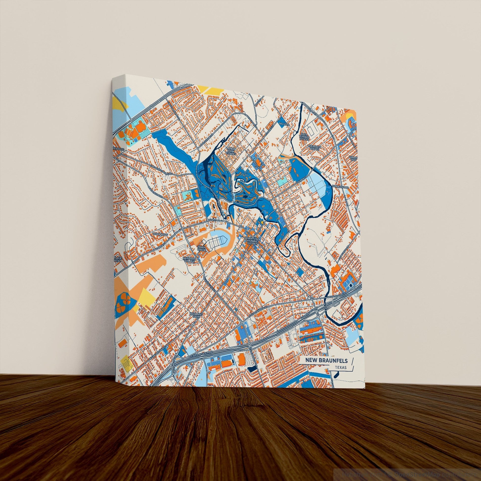New Braunfels Texas Colorful City Map Canvas Print