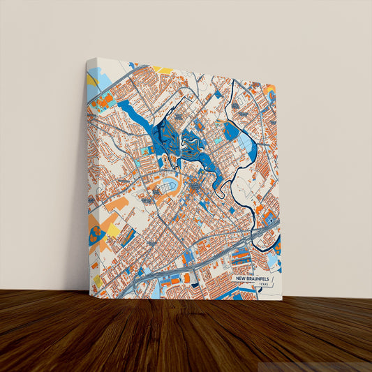 New Braunfels Texas Colorful City Map Canvas Print