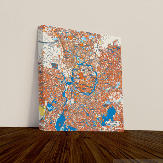 Nicosia   Cyprus Colorful City Map Canvas Print