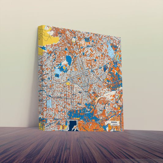 Νικαια Greece Colorful City Map Canvas Print