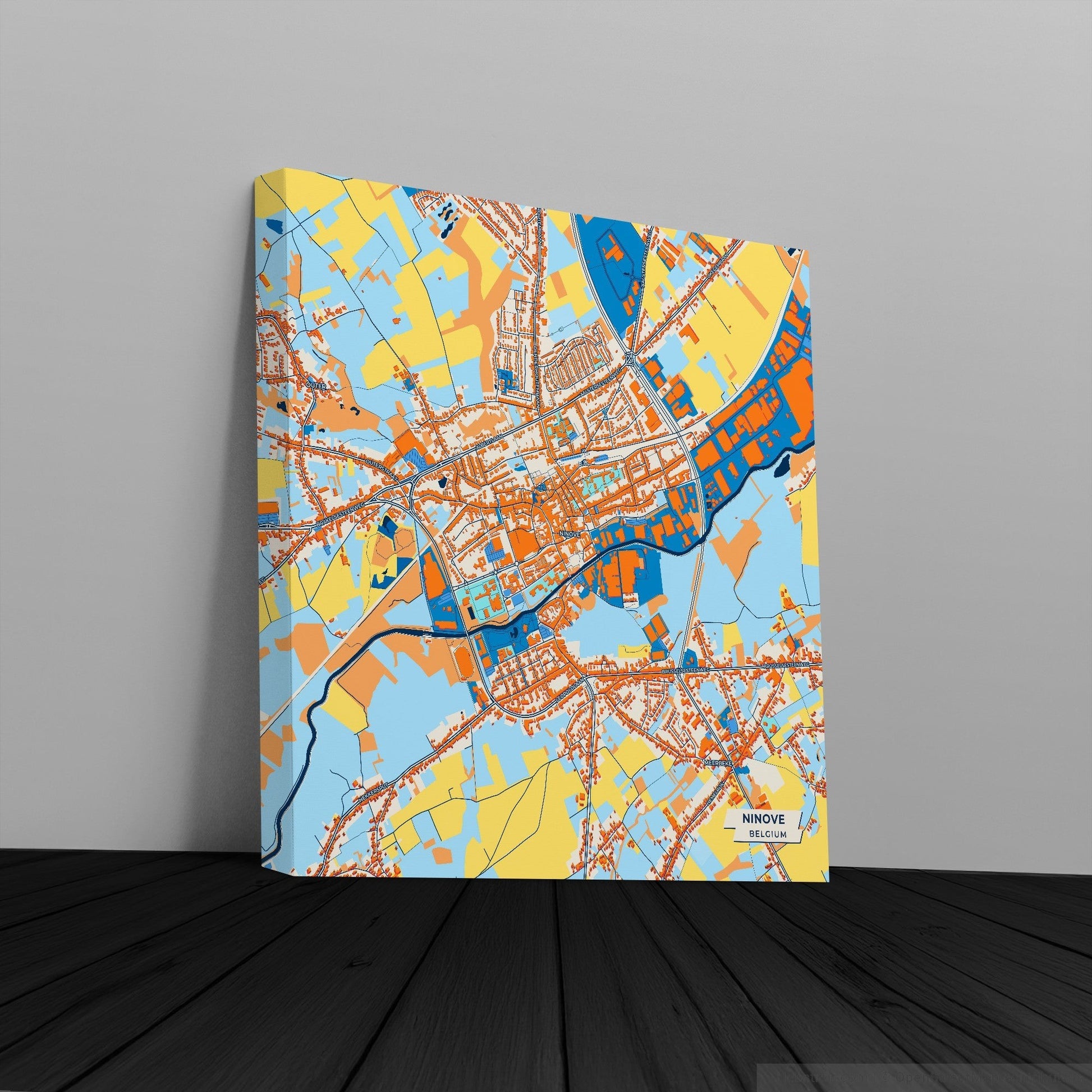 Ninove Belgium Colorful City Map Canvas Print
