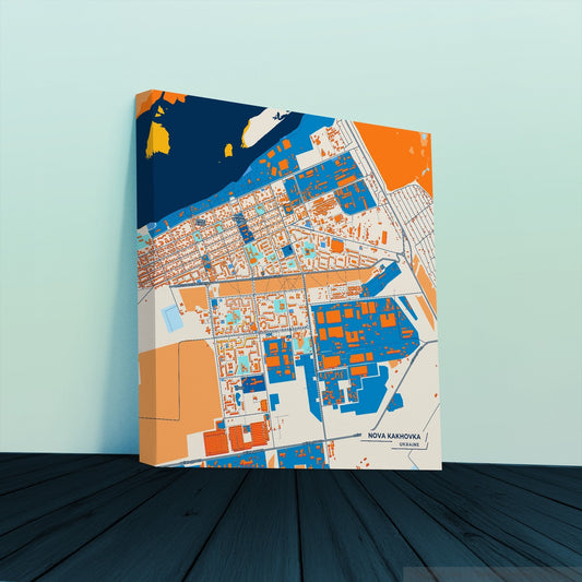 Нова Каховка Ukraine Colorful City Map Canvas Print
