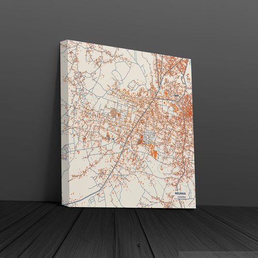 Nsukka Nigeria Colorful City Map Canvas Print