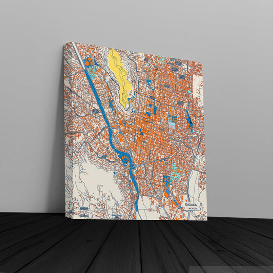Oaxaca Mexico Colorful City Map Canvas Print