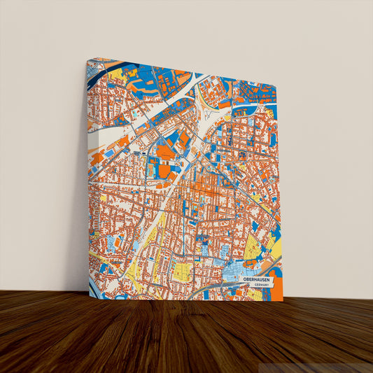 Oberhausen Germany Colorful City Map Canvas Print