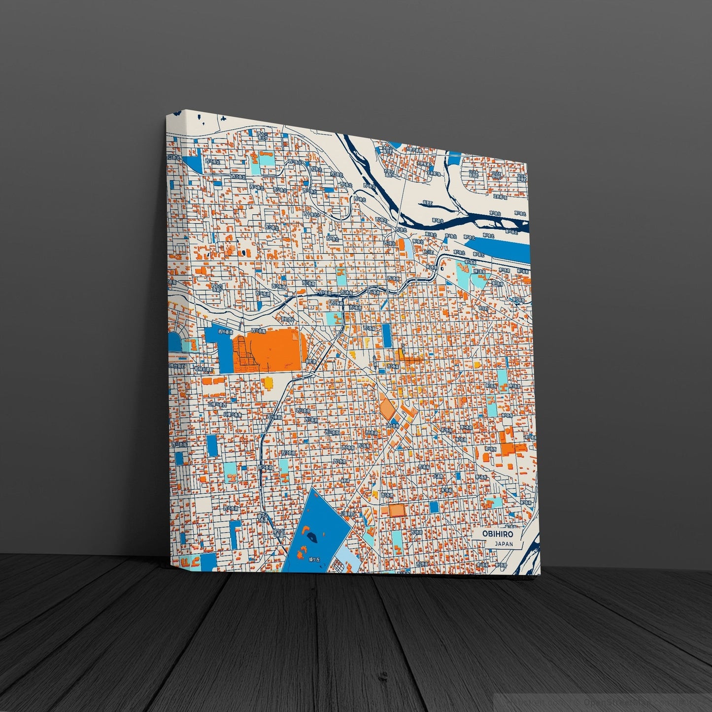 Obihiro Japan Colorful City Map Canvas Print