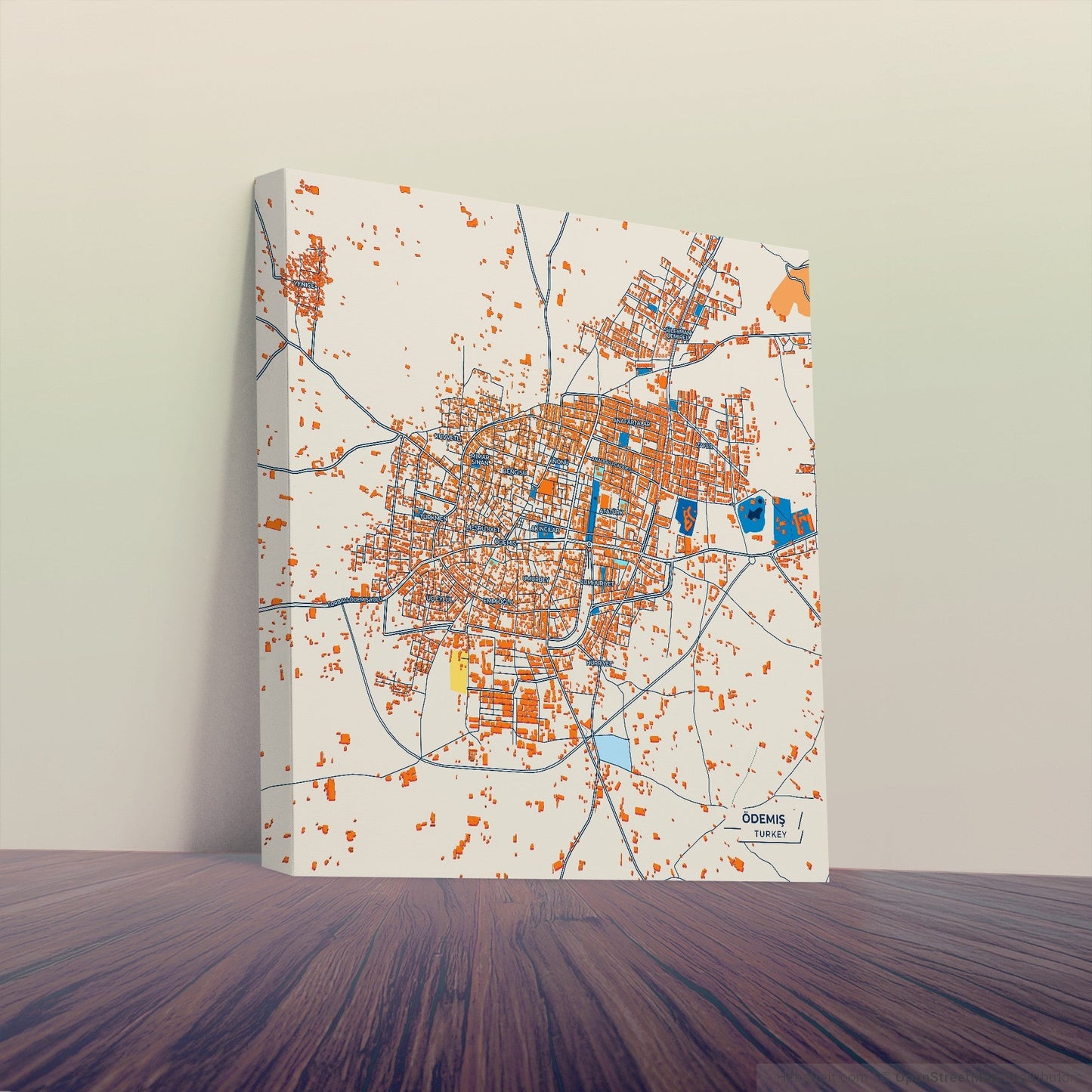 Ödemiş Turkey Colorful City Map Canvas Print