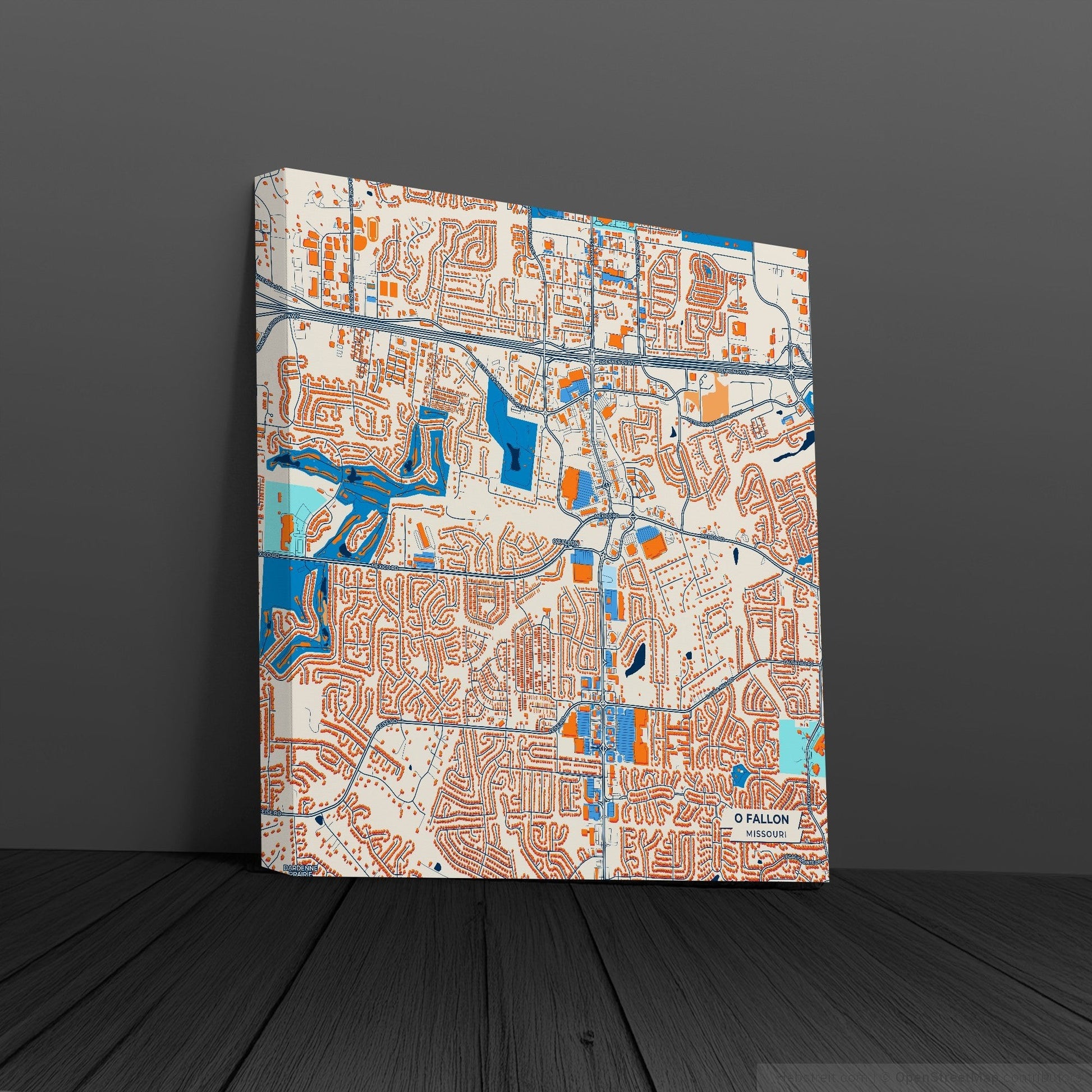 O Fallon Missouri Colorful City Map Canvas Print