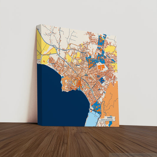 Ohrid North Macedonia Colorful City Map Canvas Print