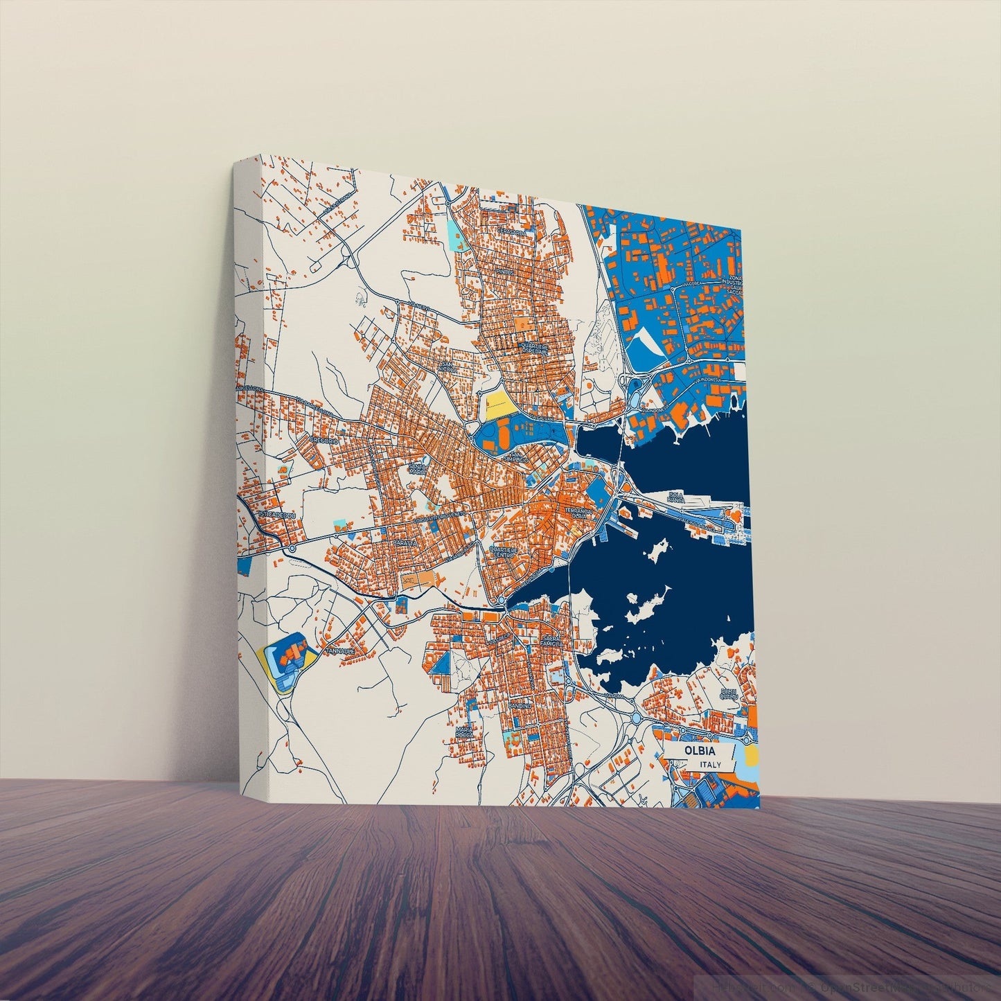 Olbia Italy Colorful City Map Canvas Print