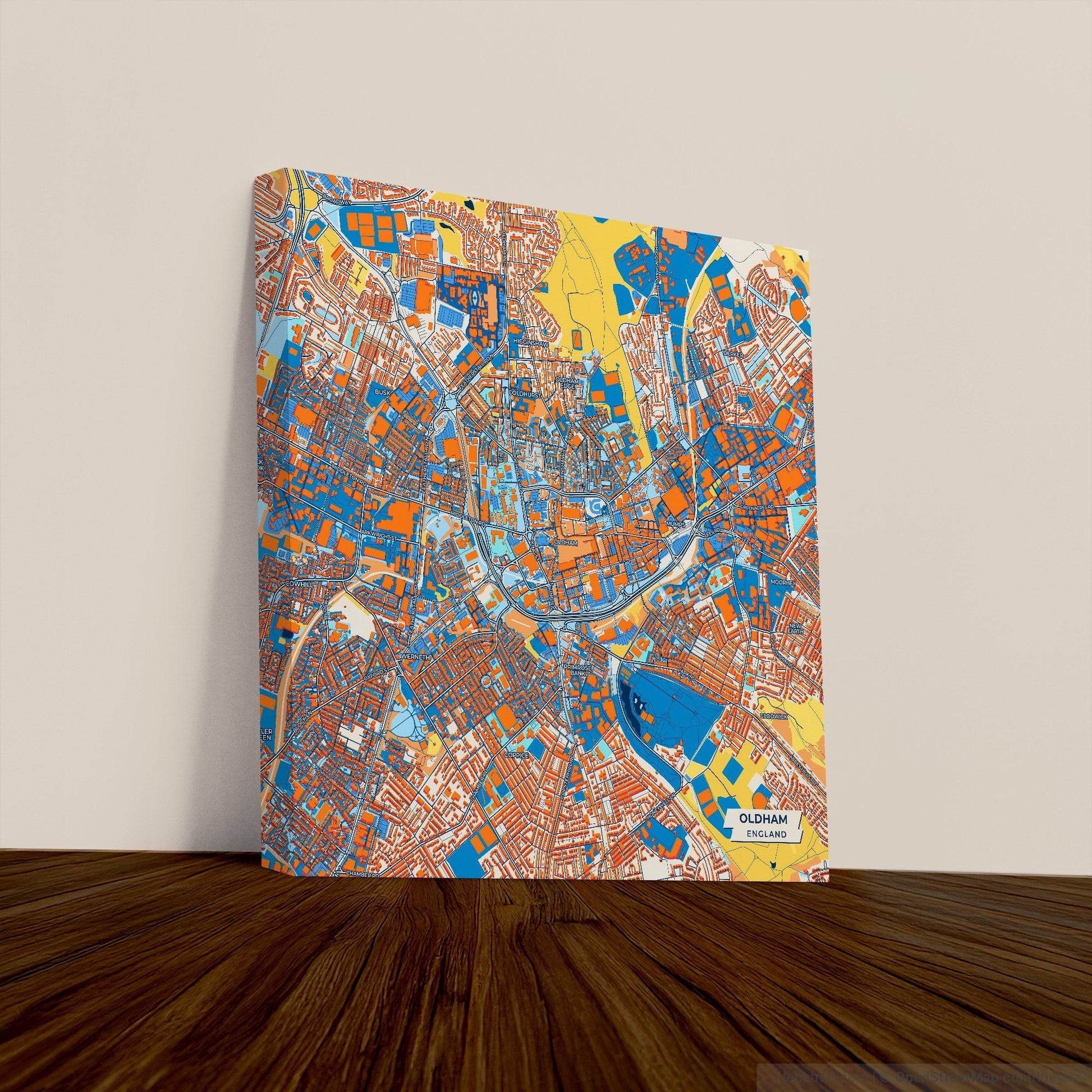 Oldham England Colorful City Map Canvas Print