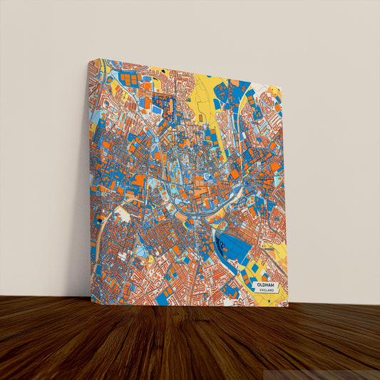 Oldham England Colorful City Map Canvas Print