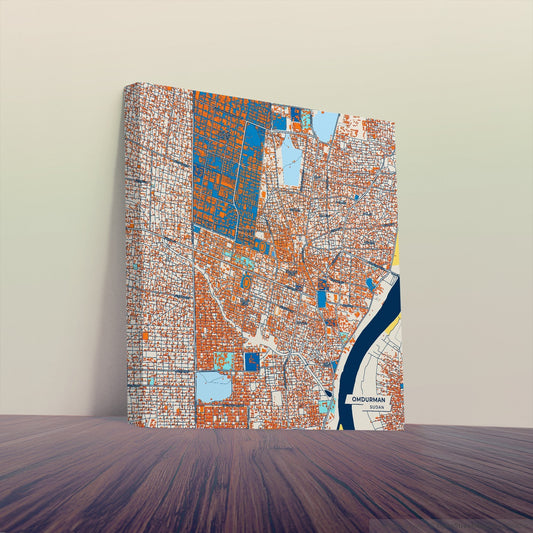 Omdurman Sudan Colorful City Map Canvas Print