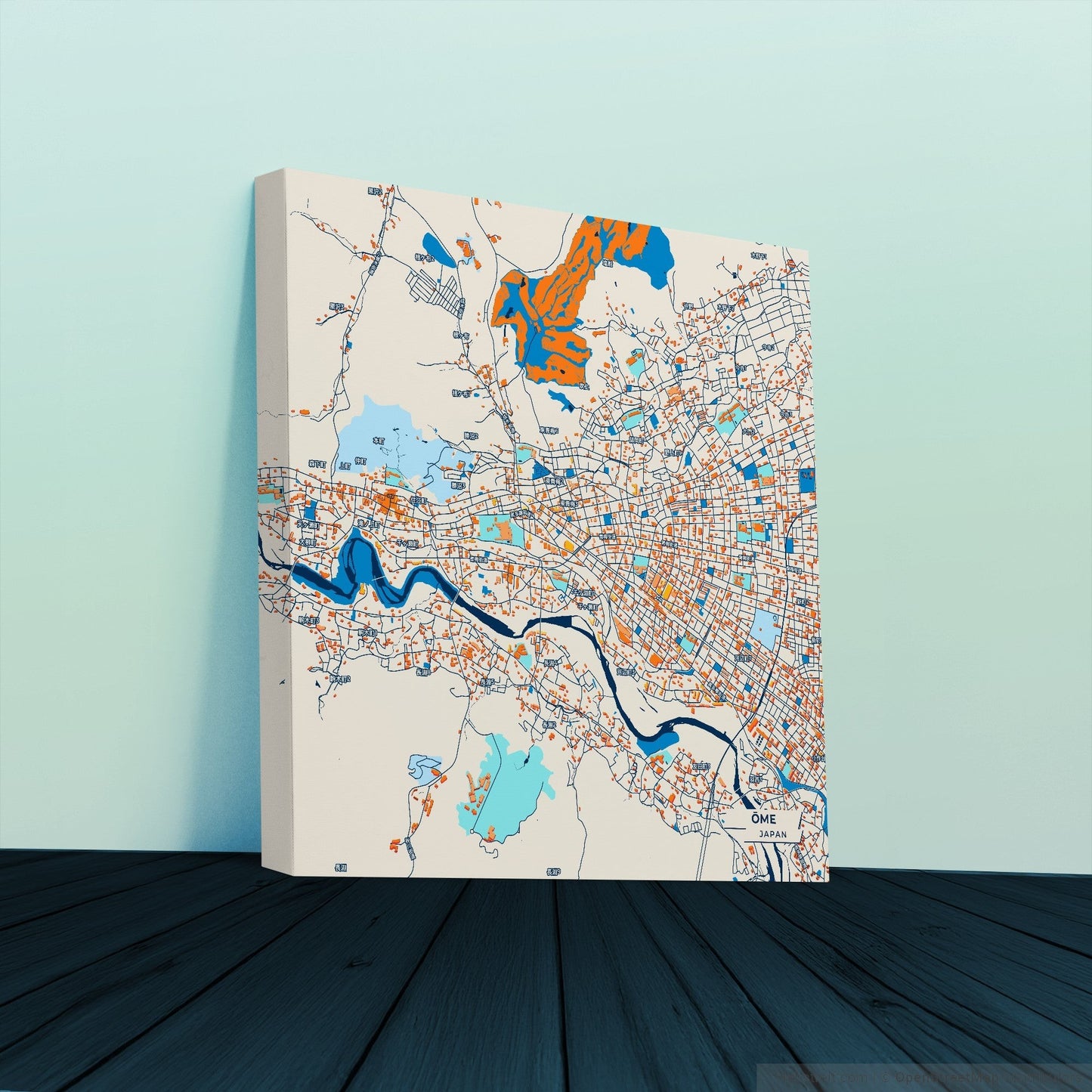 Ōme Japan Colorful City Map Canvas Print