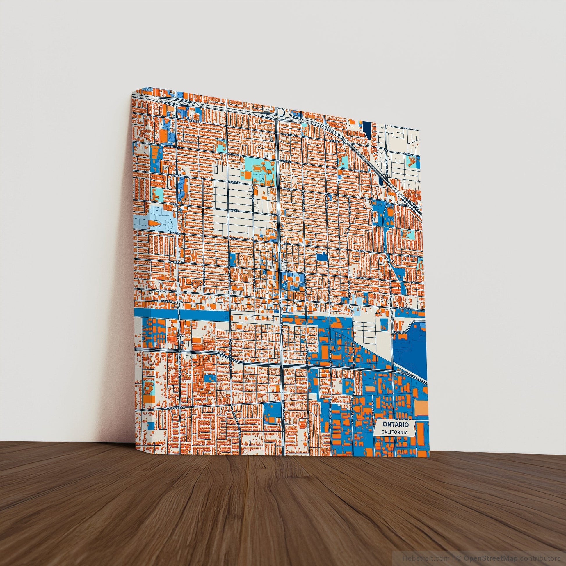 Ontario California Colorful City Map Canvas Print