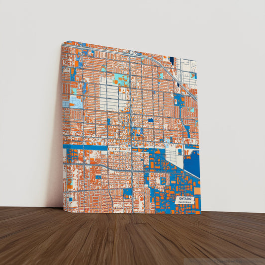 Ontario California Colorful City Map Canvas Print