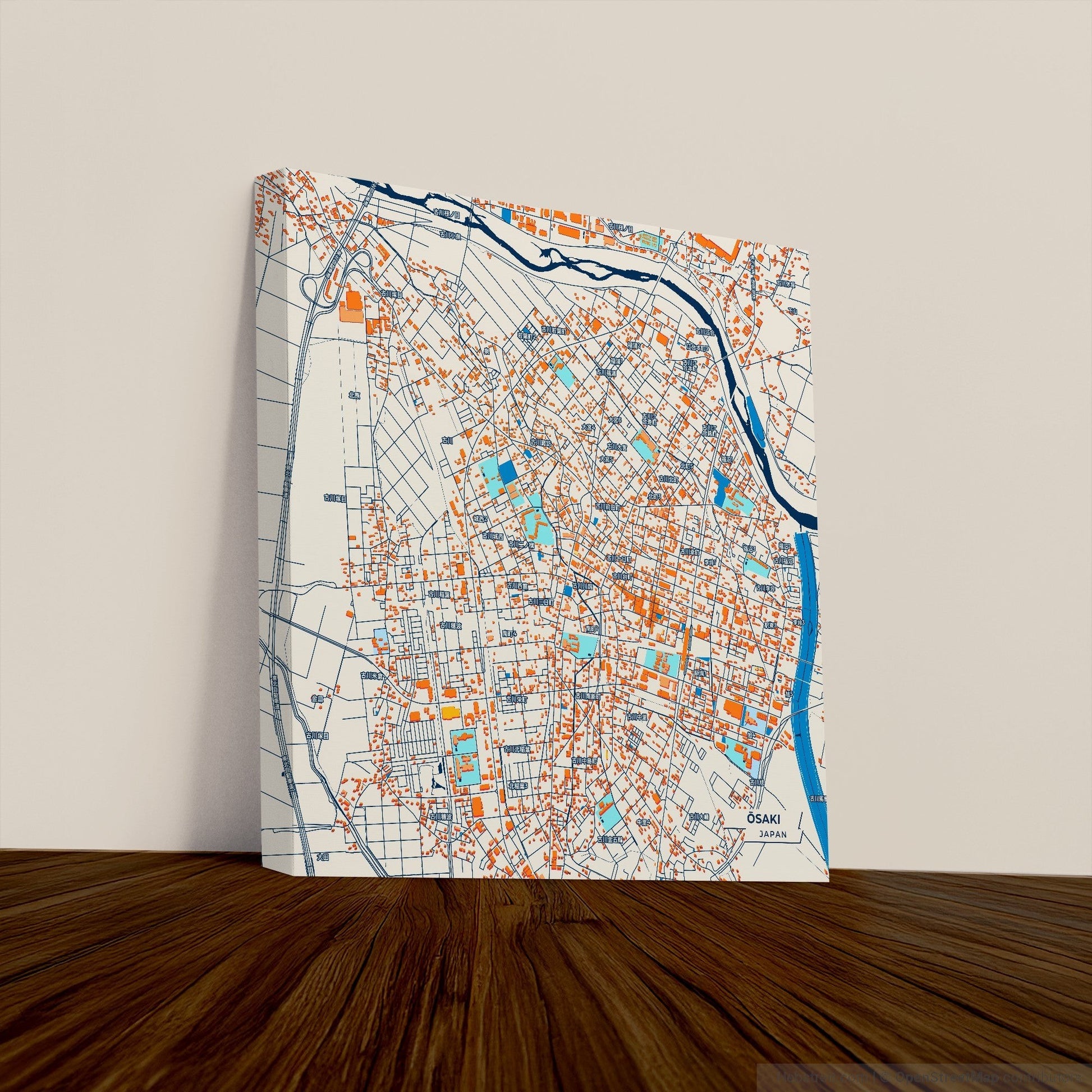 Ōsaki Japan Colorful City Map Canvas Print