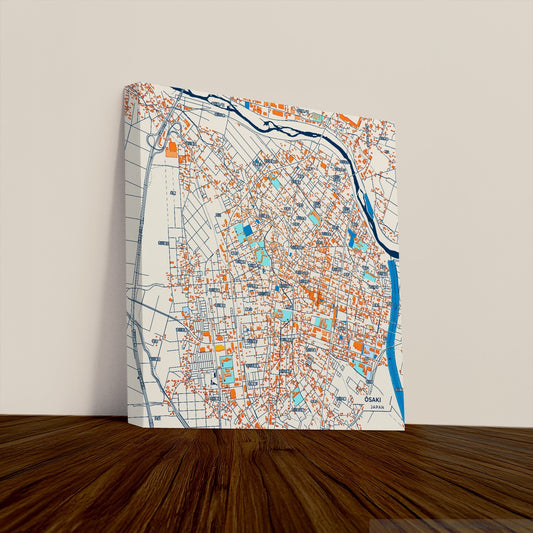 Ōsaki Japan Colorful City Map Canvas Print