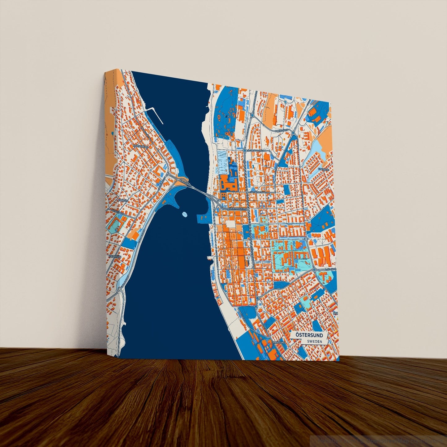 Östersund Sweden Colorful City Map Canvas Print