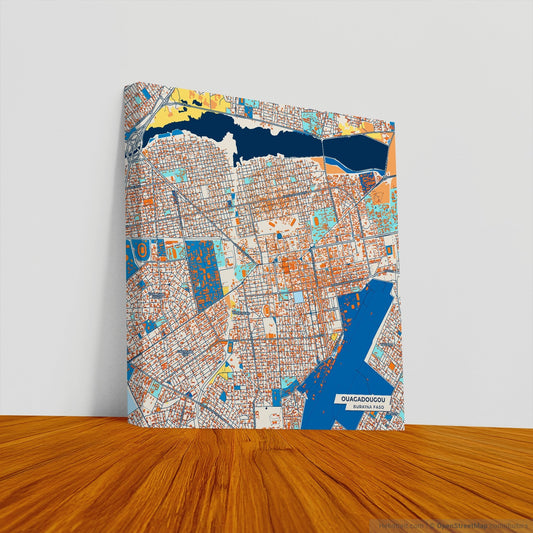 Ouagadougou Burkina Faso Colorful City Map Canvas Print
