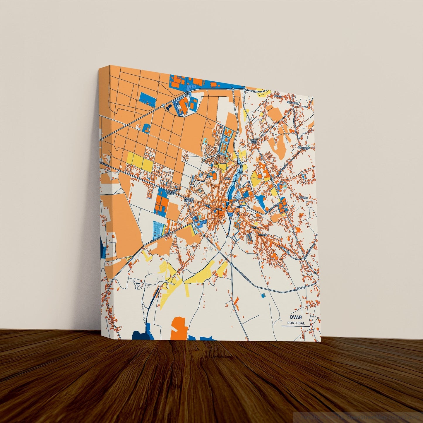 Ovar Portugal Colorful City Map Canvas Print