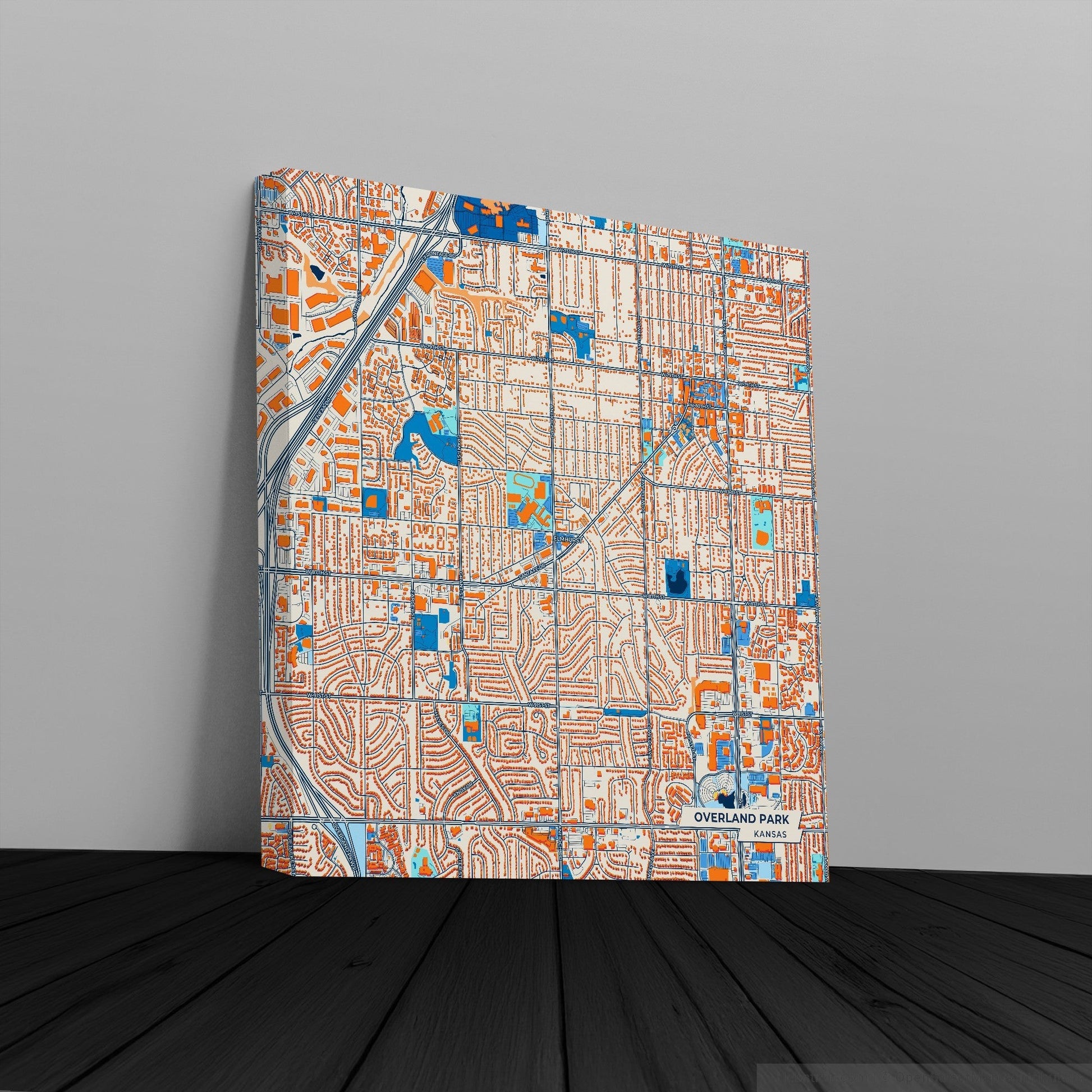 Overland Park Kansas Colorful City Map Canvas Print