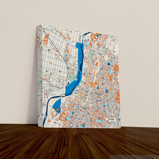 Oyama Japan Colorful City Map Canvas Print