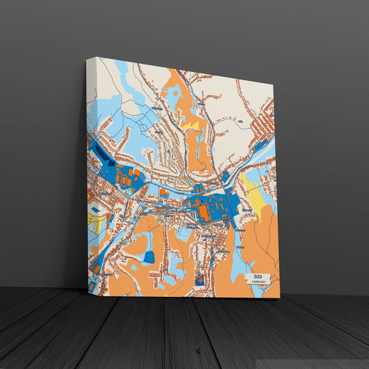 Ózd Hungary Colorful City Map Canvas Print