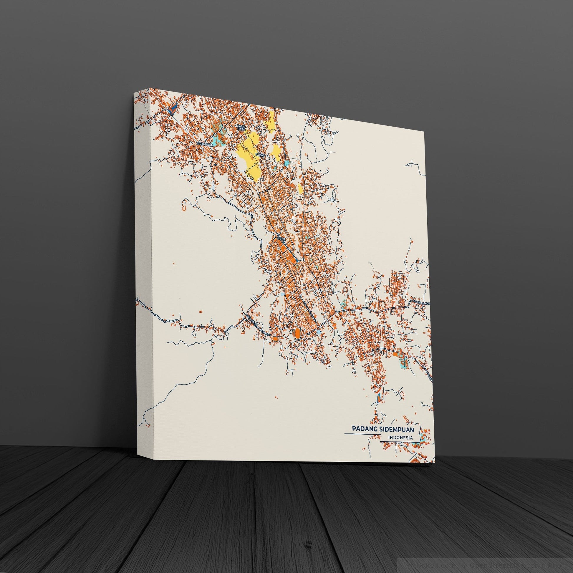 Padang Sidempuan Indonesia Colorful City Map Canvas Print
