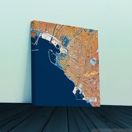 Παλαιο Φαληρο Greece Colorful City Map Canvas Print