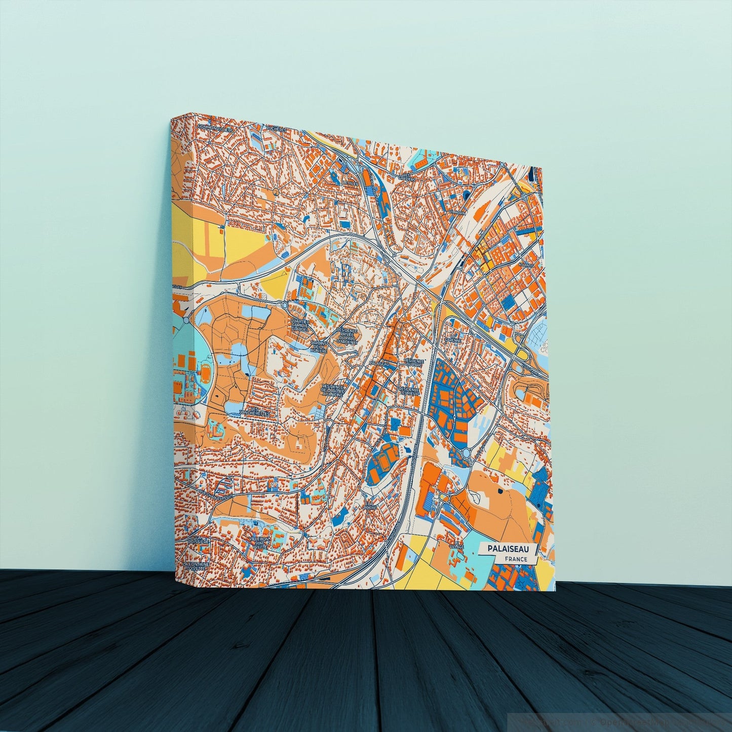 Palaiseau France Colorful City Map Canvas Print