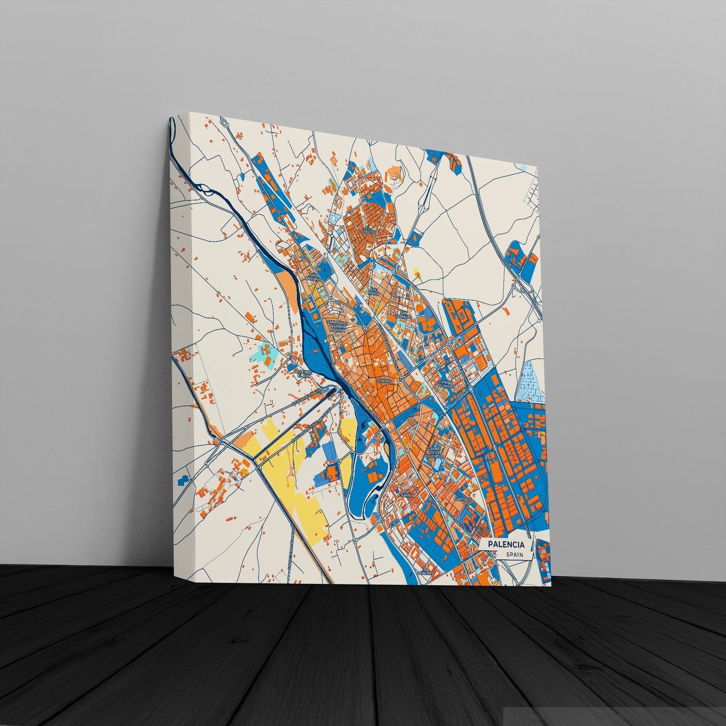 Palencia Spain Colorful City Map Canvas Print