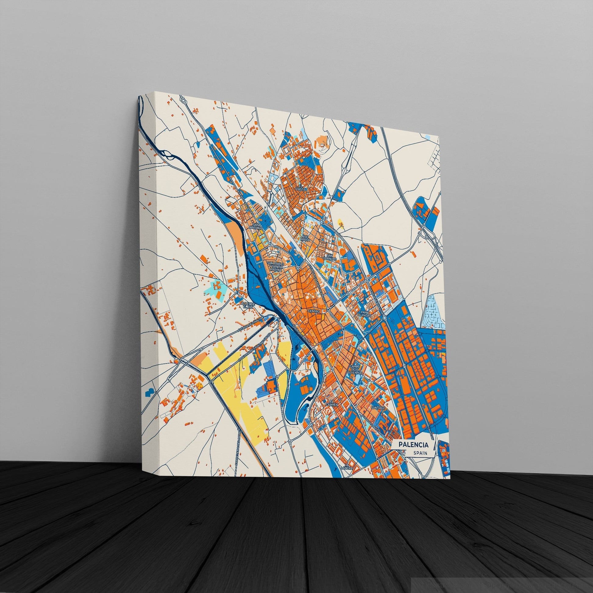 Palencia Spain Colorful City Map Canvas Print