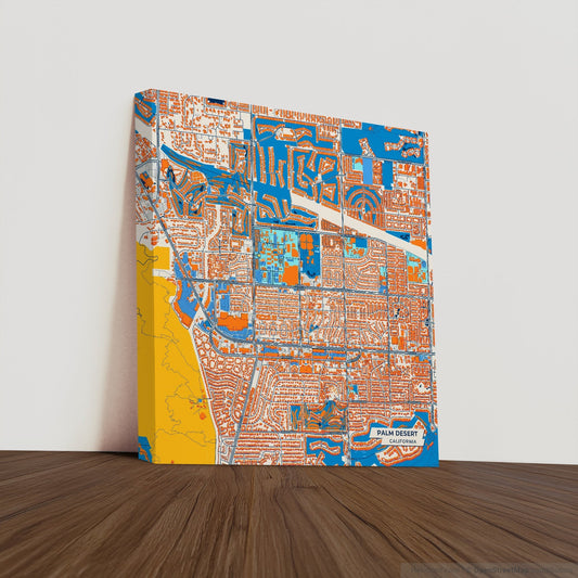 Palm Desert California Colorful City Map Canvas Print