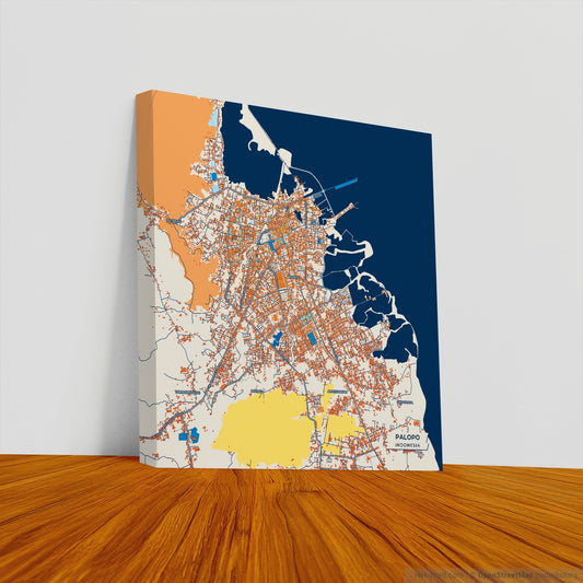 Palopo Indonesia Colorful City Map Canvas Print