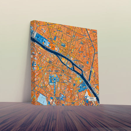 Paris France Colorful City Map Canvas Print