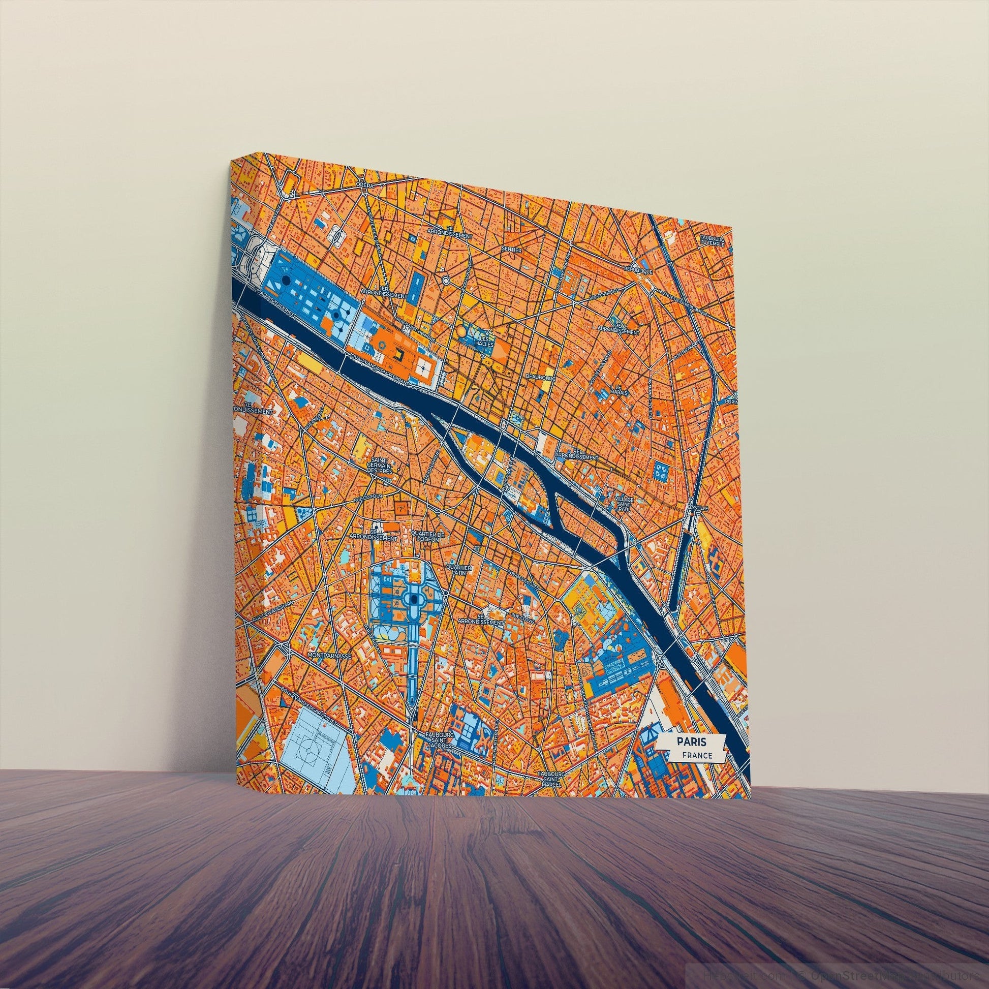 Paris France Colorful City Map Canvas Print