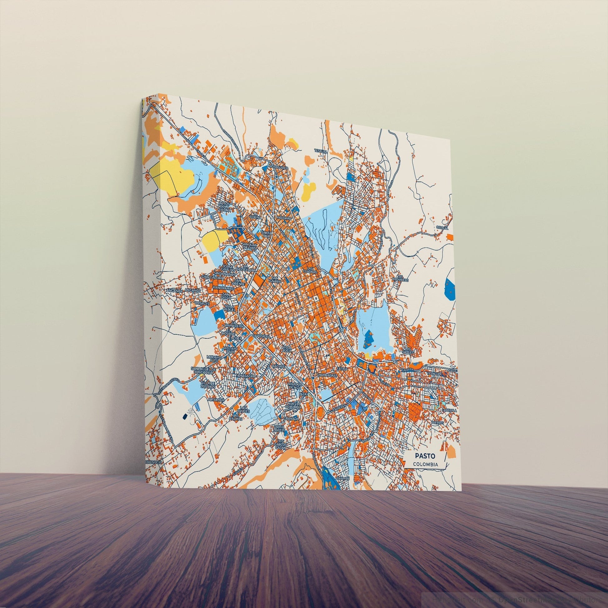 Pasto Colombia Colorful City Map Canvas Print