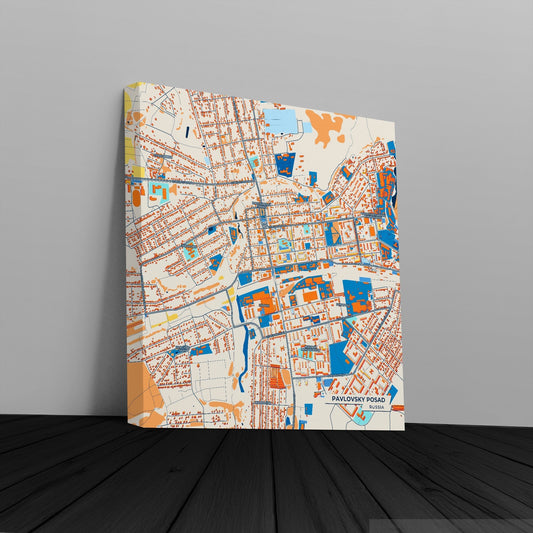 Павловский Посад Russia Colorful City Map Canvas Print