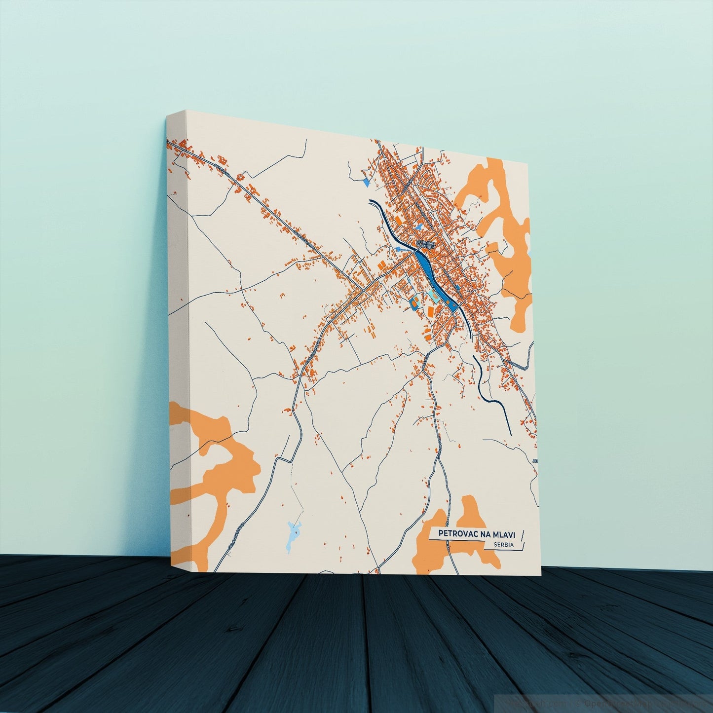 Петровац На Млави Serbia Colorful City Map Canvas Print