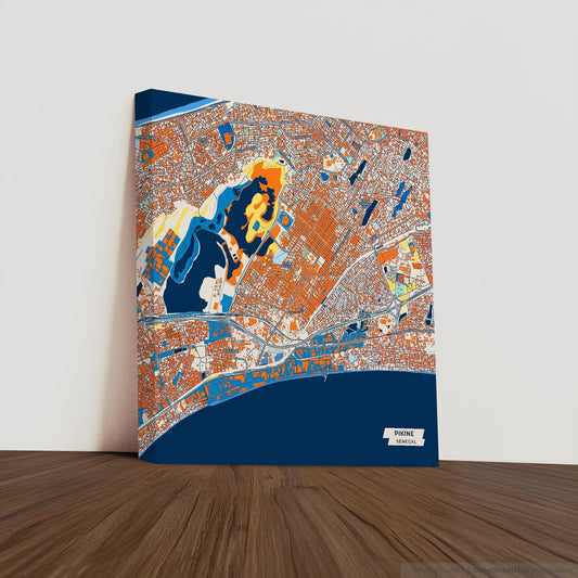 Pikine Senegal Colorful City Map Canvas Print
