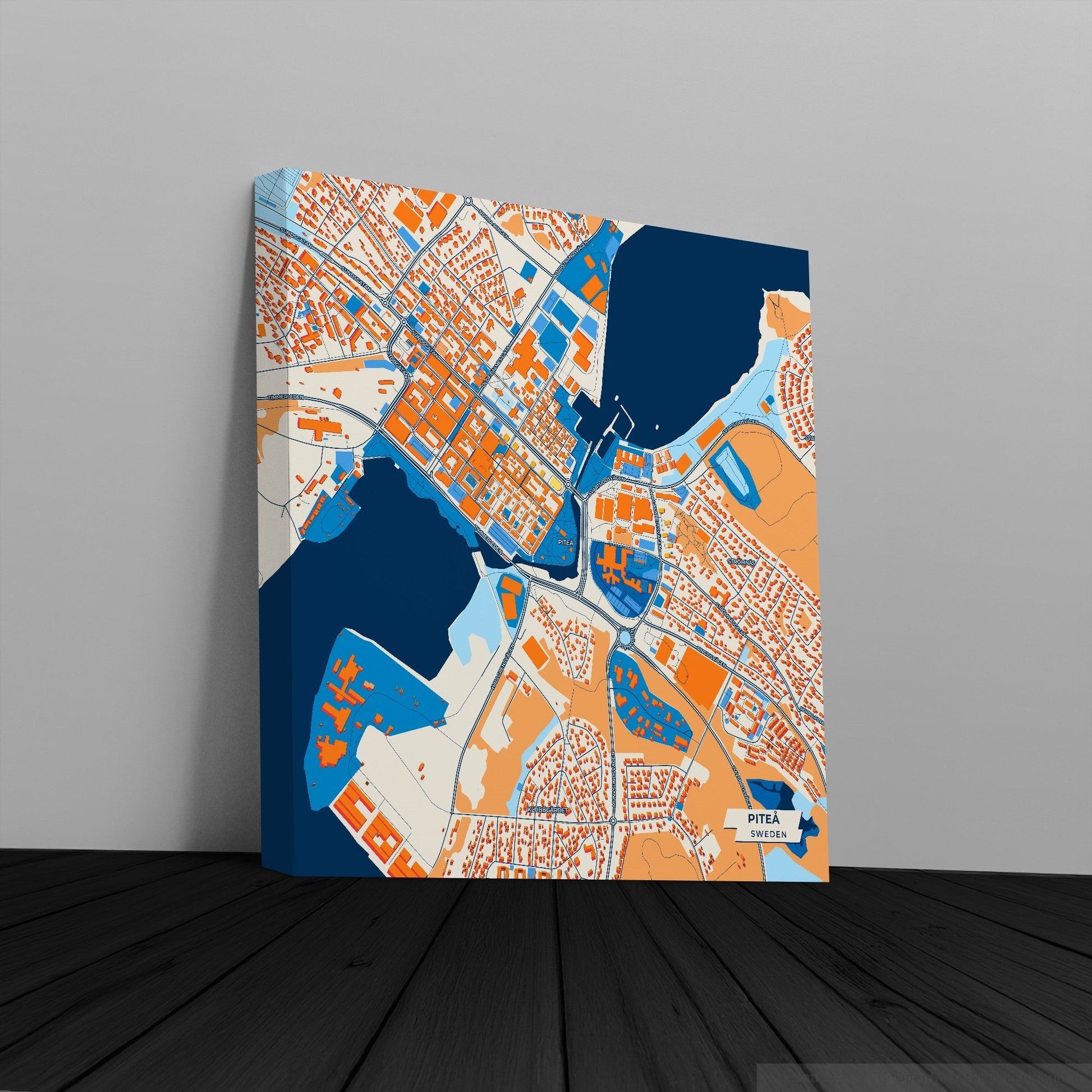 Piteå Sweden Colorful City Map Canvas Print