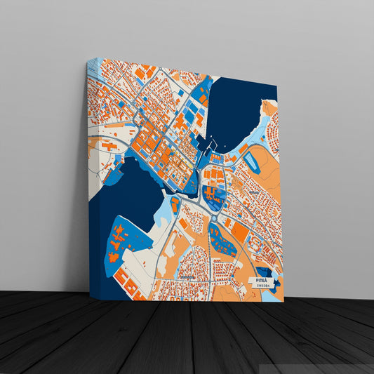 Piteå Sweden Colorful City Map Canvas Print