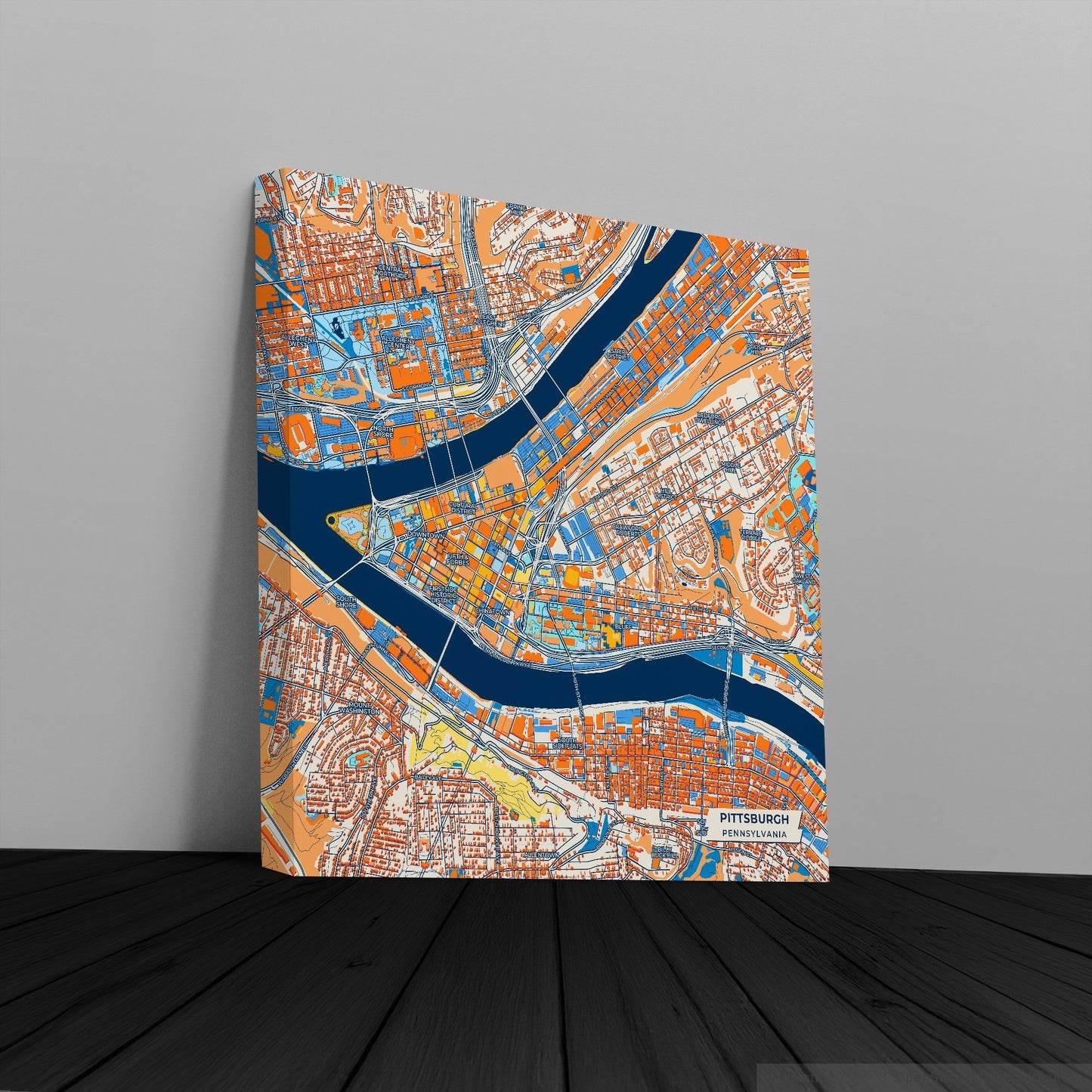 Pittsburgh Pennsylvania Colorful City Map Canvas Print