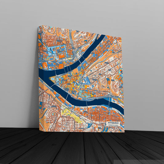 Pittsburgh Pennsylvania Colorful City Map Canvas Print