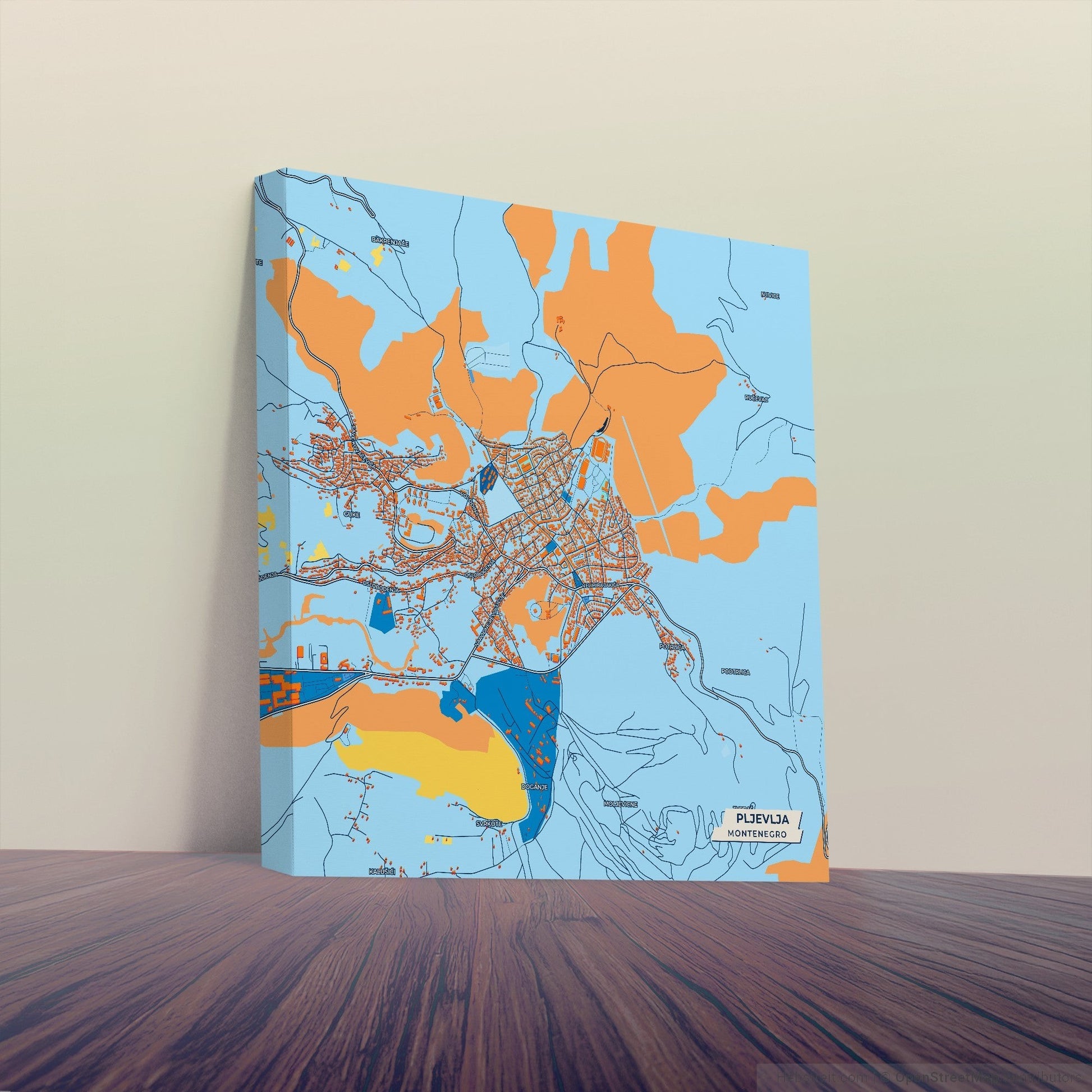 Pljevlja Montenegro Colorful City Map Canvas Print